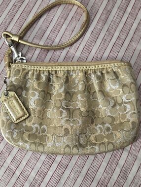 Coach Metallic Gold And Silver Signature Wristlet
